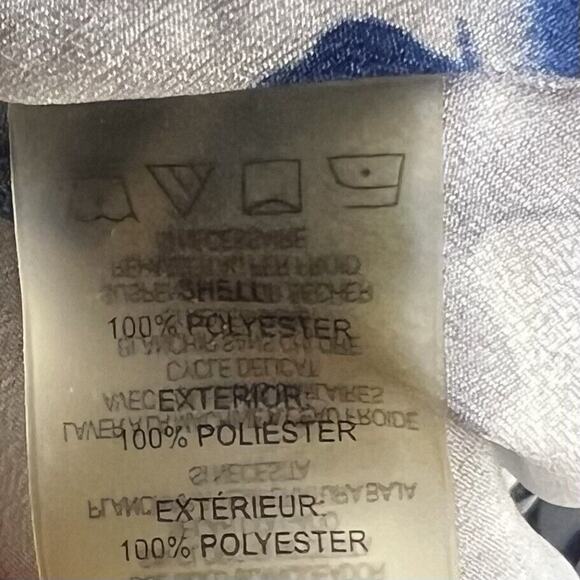 Calvin Klein Top Plus Size 1X Blue White Floral Button Up Roll Tab Sleeve Blouse - Picture 8 of 8